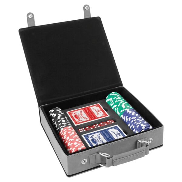 / Laserable Leatherette 100 Chip Poker Set Thumbnail