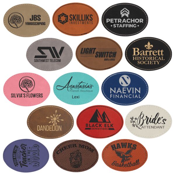 3 1/2" x 2 1/2" Oval Laserable Leatherette Patch with Kota Pro Adhesive Thumbnail