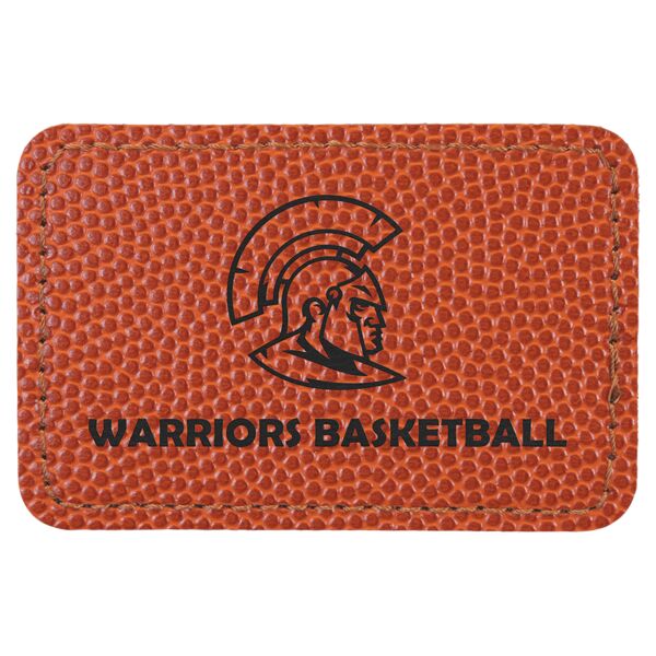 3" x 2" Basketball Laserable Leatherette Rectangle Patch with Kota Pro Adhesive Thumbnail
