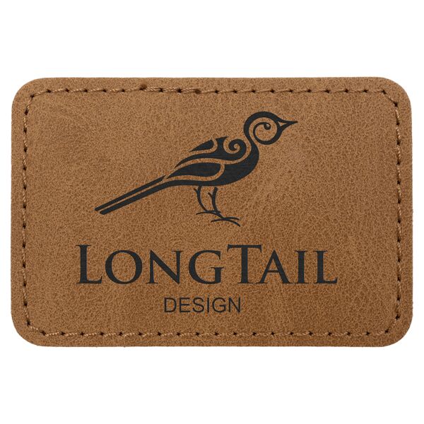 3" x 2" Medium Brown Premier Laserable Leatherette Rectangle Patch with Kota Pro Adhesive - Creekside Collection Thumbnail