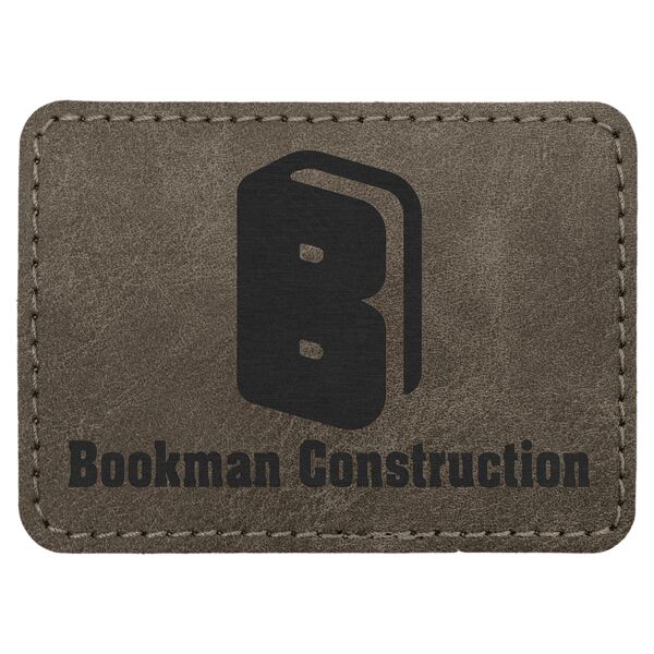 3 1/2" x 2 1/2" Dark Premier Laserable Leatherette Rectangle Patch with Kota Pro Adhesive - Creekside Collection Thumbnail