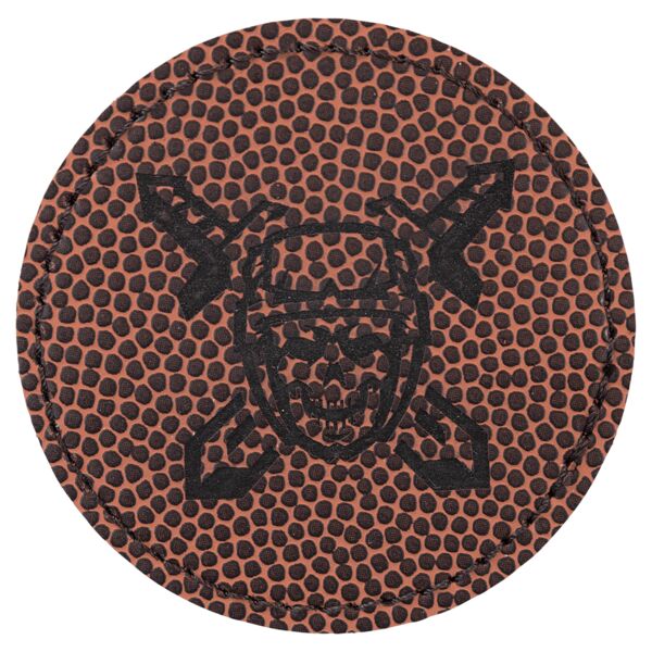 2 1/2" Round Football Laserable Leatherette Patch with Adhesive Thumbnail