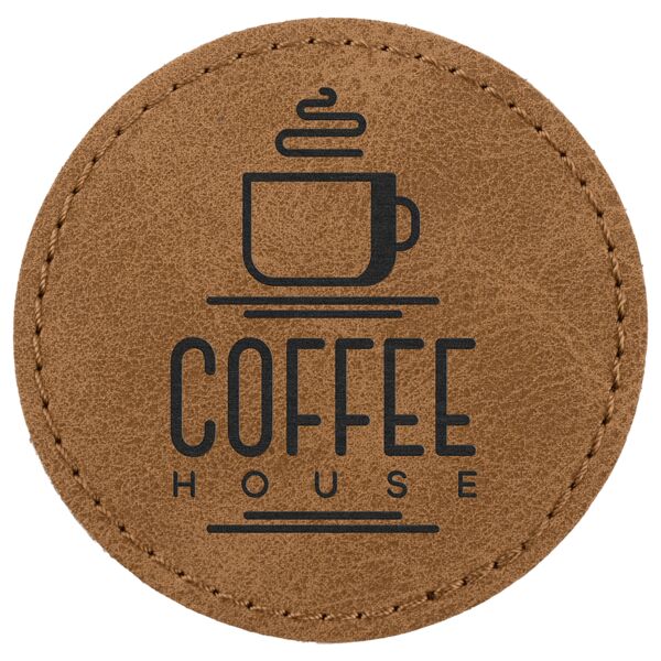 2 1/2" Medium Brown Premier Laserable Leatherette Round Patch with Kota Pro Adhesive - Creekside Collection Thumbnail