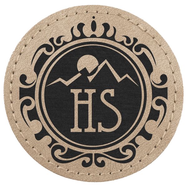 2 1/2" Light Tan Premier Laserable Leatherette Round Patch with Kota Pro Adhesive - Creekside Collection Thumbnail