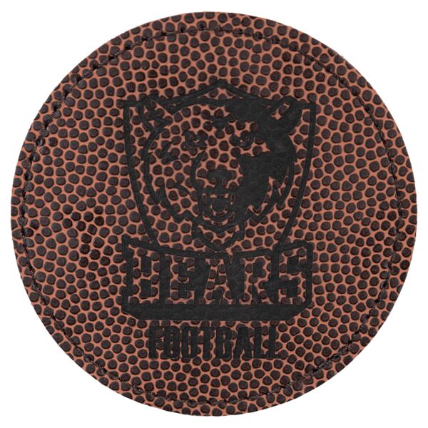 3" Football Laserable Leatherette Round Patch with Kota Pro Adhesive Thumbnail