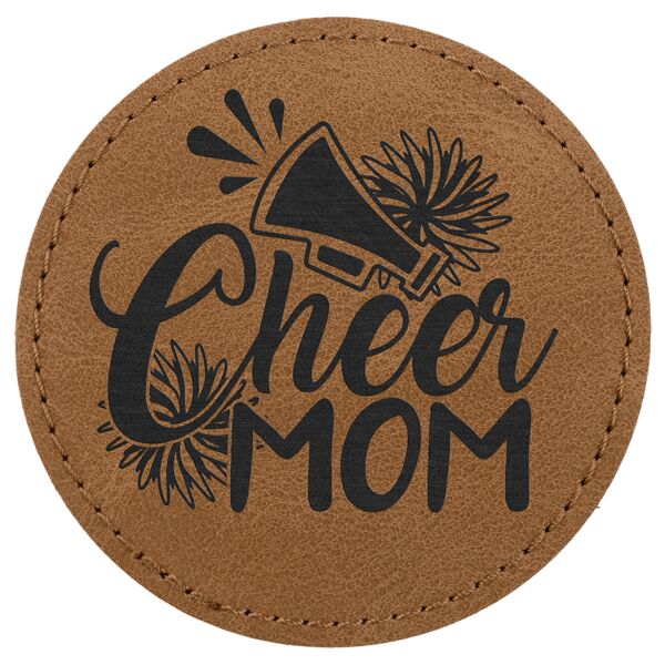 3" Medium Brown Premier Laserable Leatherette Round Patch with Kota Pro Adhesive - Creekside Collection Thumbnail