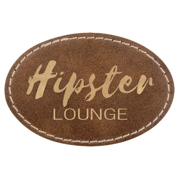 3" x 2" Oval Rustic/ Laserable Leatherette Patch with Adhesive Thumbnail