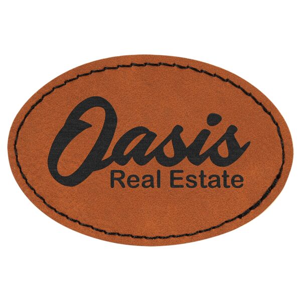 3" x 2" Laserable Leatherette Oval Patch with Kota Pro Adhesiive Thumbnail