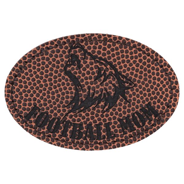 3" x 2" Football Laserable Leatherette Oval Patch with Kota Pro Adhesive Thumbnail