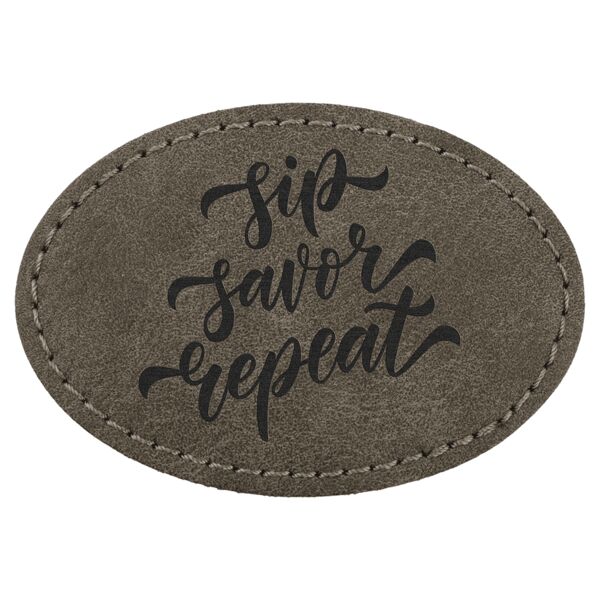 3" x 2" Dark Premier Laserable Leatherette Oval Patch with Kota Pro Adhesive - Creekside Collection Thumbnail