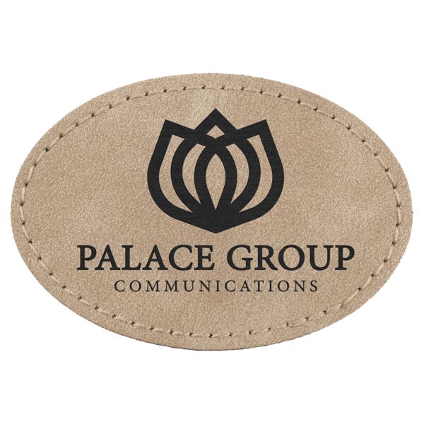 3" x 2" Light Tan Premier Laserable Leatherette Oval Patch with Kota Pro Adhesive - Creekside Collection Thumbnail
