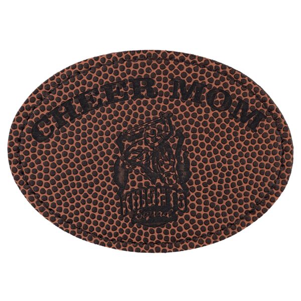 3 1/2" x 2 1/2" Football Laserable Leatherette Oval Patch with Kota Pro Adhesive Thumbnail