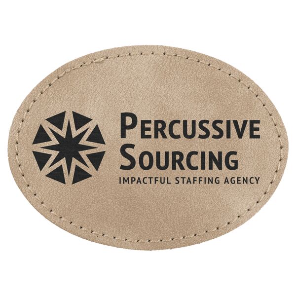 Oval Patch with Kota Pro Adhesive - Laserable Leatherette, Creekside Collection 3 1/2" x 2 1/2", Light Tan Thumbnail