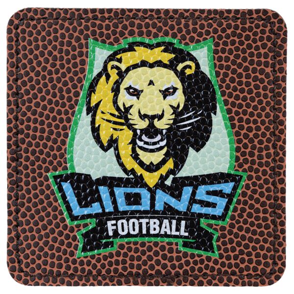 3" x 3" Football Laserable Leatherette Square Patch with Kota Pro Adhesive Thumbnail