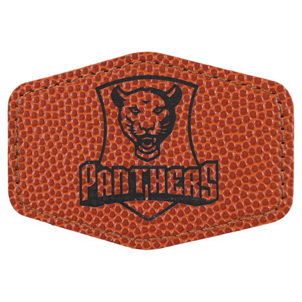 3" x 2" Basketball Laserable Leatherette Hex Patch with Kota Pro Adhesive Thumbnail