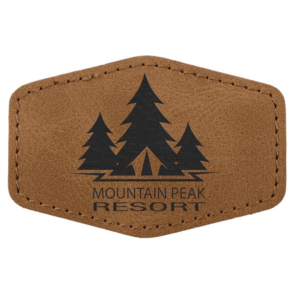 3" x 2" Medium Brown Premier Laserable Leatherette Hex Patch with Kota Pro Adhesive - Creekside Collection Thumbnail