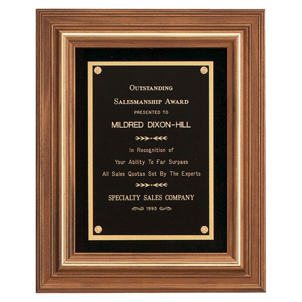 13" x 16" American Framed Plaque w/ Trim & Velour Back, Brass Plate Thumbnail