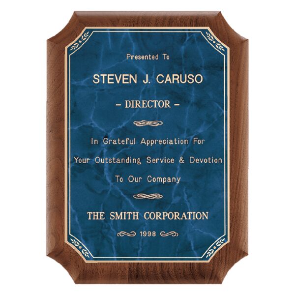 7" x 8" American Plaque with Border Sapphire Marble LaserFX Plate Thumbnail
