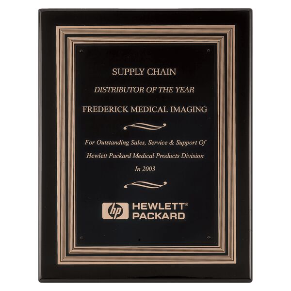 11" x 14" Piano Finish Plaque w/ Embossed Back Plate & Brass Plate Thumbnail