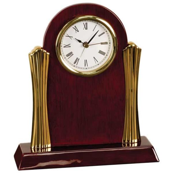 8 1/4" x 7 1/2" Piano Finish Clock with Columns Thumbnail