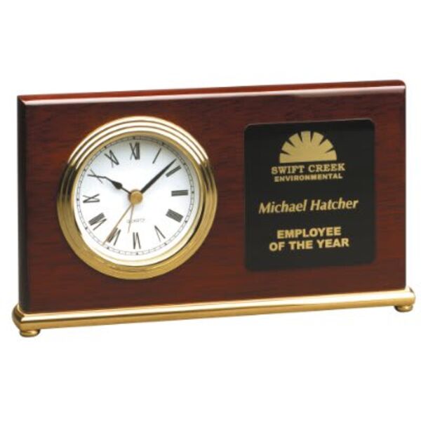 7 1/2" x 4" Piano Finish Horizontal Desk Clock Thumbnail