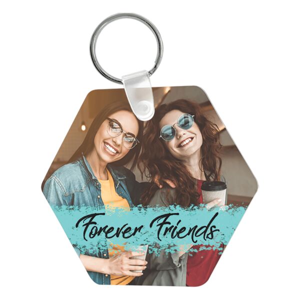 2.56" x 2.25" Semi- Gloss Unisub Aluminum Sublimatable Hexagon Keychain Thumbnail