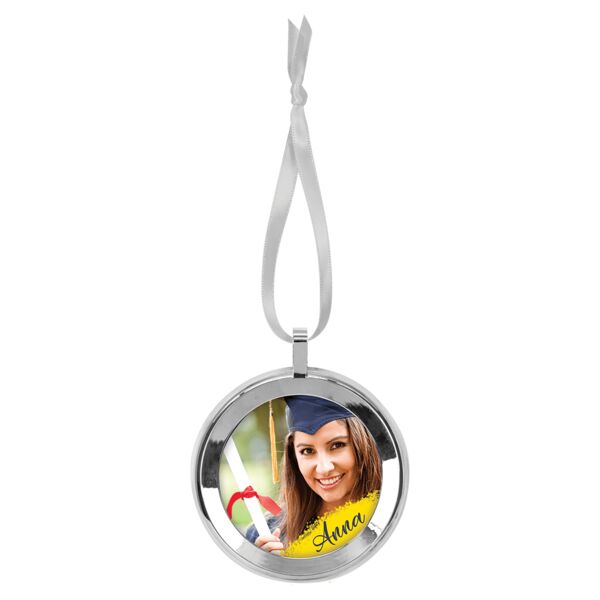 3" Diameter Metal Ornament with Ribbon Thumbnail