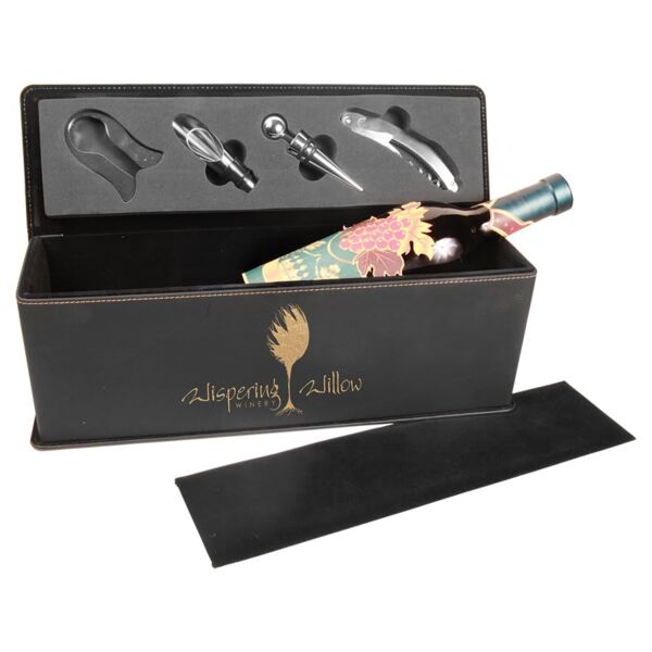 Laserable Leatherette Single Wine Box with Tools Thumbnail