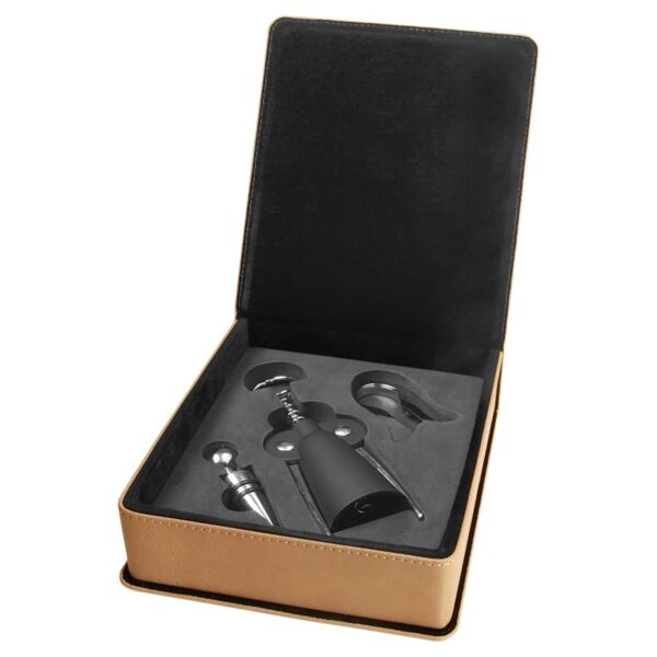 Laserable Leatherette 3-Piece Wine Tool Gift Set Thumbnail