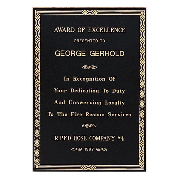 7" x 10" Laserable Brass Plate with Design Border and Four Holes Thumbnail