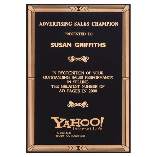 7" x 10" Laser Engravable Brass Plate with Southwestern Design Border and Four Holes Thumbnail