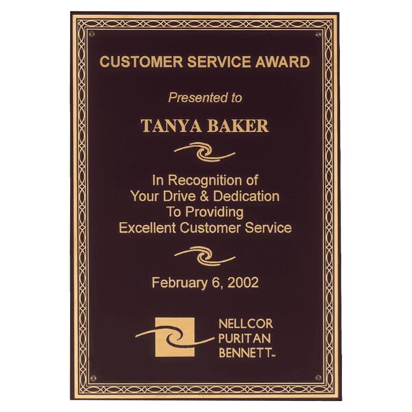 6" x 8" Laserable Brass Plate with Braided Border Design and Four Holes Thumbnail
