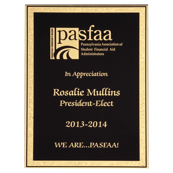 5 1/4" x 7 1/4" Brass Plated Steel Plate with Notched Corners, Florentine Border, No Holes Thumbnail