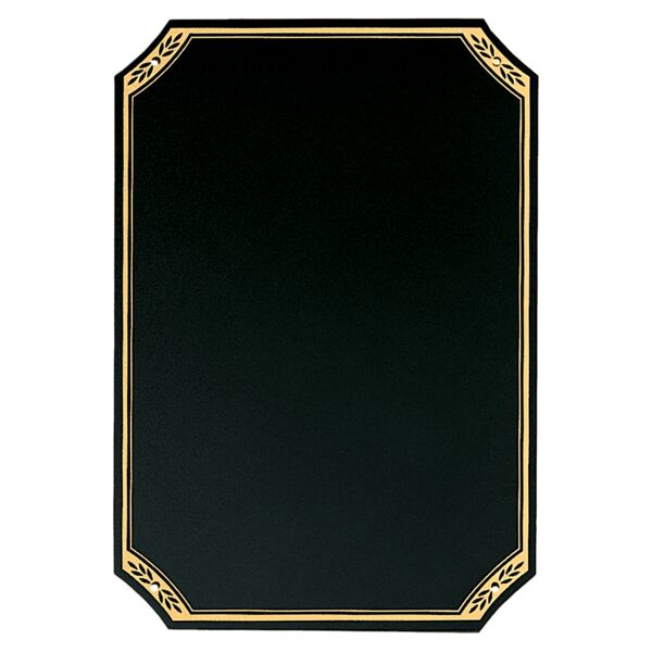 6" x 8 1/2" Brass Plate with Notched Corners, Leaf Design Florentine Border and Four Holes Thumbnail