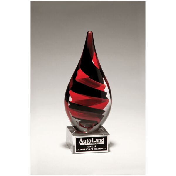 8" and Helix Teardrop on Glass Base with Laserable Aluminum Plate Thumbnail