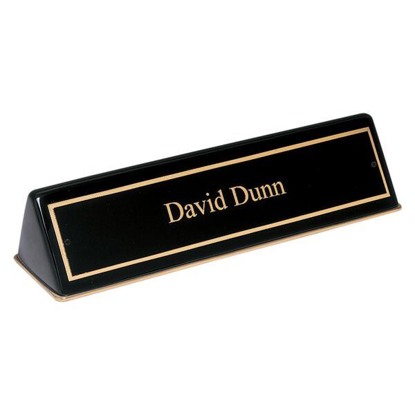 9 1/2" x 2 1/2" x 2" Piano Finish Desk Wedge with Plate Thumbnail